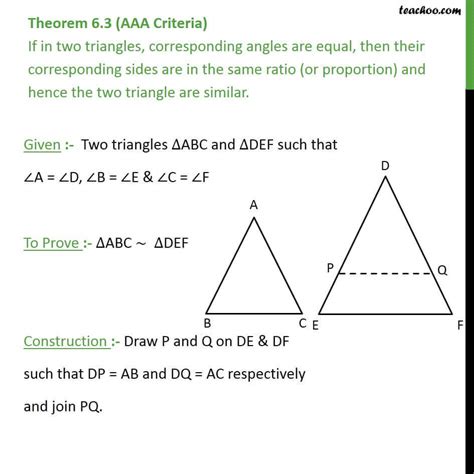 aaa theorem two triangles are similar if